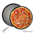 12,5 Tums Rund Pizzapan Pizzakutter Pizzaskärare Set Icke-klibbig Kaksform Pizzakrispare Serveringsbricka