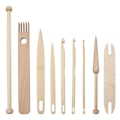 Miniatyrbild 1 av 5: 9 st vävverktyg trä handvävstol stick set virknål stick gobeläng vävning tillbehör DIY