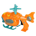 Miniatyrbillede 4 af 4: Bobleblæser Legetøj Helikopter Form Lyd Lys Batteridrevet Automatisk Boblefremstillingslegetøj Orange