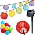 Solar Light String with Colorful Rice Ball Paper Lanterns 3.5m