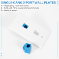 Miniatyrbilde 5 av 5: 4 Stykker 2 Port Ethernet Veggplate, RJ45 Cat6 Hunn til Hunn Inline Koblingsstykke Frontplater