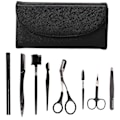 Miniatyrbillede 1 af 5: Øjenbryn Styling Kit - 8 stk. Rustfrit Stål Skønhedsværktøjer, Sort, Rustfri, med Opbevaringspose