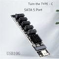 Pikkukuva 2 / 5: TYPE-C - SATA3.0 5 Portin Adapterimuunninkortti 6Gbps USB10G JM575+JMS580 SATA SSD HDD -laajennukseen