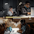 Miniatyrbilde 4 av 5: 360 Fleksibel LED Klemmelampe - 3 Moduser & 10 Dimmingsnivåer - For Sengegavler, Soverom, Kontorer - 12w - Med CE Adapter - Svart