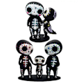 Miniatyrbillede 2 af 5: Kraniefamilie Figurer Resin Håndværk Sød Statue Dekorativ Sukkerkranier HandA