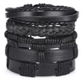 5-pak håndlavede læderarmbånd til mænd, sort
