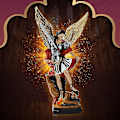 Miniatyrbillede 3 af 3: Skytsengel Figur Statue Ornament Religiøs Kunst Resin Ornament Til Hjem Hylde En Engel Besejrer En Djævel