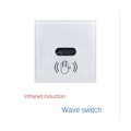 Miniatyrbillede 2 af 5: Væg Smart Lyskontakt Infrarød IR Sensor Ingen Berøring Glas Skærm Panel Elektrisk Tænd/Sluk
