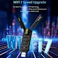 Miniatyrbillede 4 af 5: 6500Mbps WiFi 7 USB Adapter BE6500 2.4G&5.8G&6GHz Trådløst Netværkskort 802.11be Free-Drive WiFi Adaptador til Win 10/11 2025th