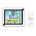 Miniatyrbillede 1 af 5: Trådløs vejrstation med udendørs sensor, termometer og indendørs/udendørs digital hygrometer, justerbar baggrundsbelysning med stort LCD-display til hjemmet An
