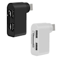 Miniatyrbilde 1 av 5: 4 i 1 Roterbar USB-hub, Laptop-hub, Bærbar 180 graders roterbar USB-hub, USB-hubdokkingstasjon (Svart+Hvit)