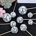 Miniatyrbild 5 av 5: 24 st Disco Ball Cupcake Toppers Grattis på födelsedagen Tårtdekoration Disco Ball Tårtpinnar Tema Tårtdekor för Disco Temafest