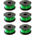 Förpackning med 6 gröna trimmerlinspolar för Black & Decker GL7033 GL8033 GL9035 A6482
