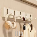 Wall hanger, wall hooks with 5 foldable hooks, modern floating coat rack with screws, wall hook for bathroom, bedroom, kitchen