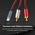 Pikkukuva 3 / 5: USB Type C - 2 RCA -äänikaapeli Type-C RCA -kaapeli, USB-C -äänilinja kotiteatterivahvistimelle DVD-soittimelle ja televisiolle