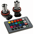 Miniatyrbild 1 av 4: 2-pack H8/h11 RGB Dimljuslampor Flerfärgade RGB LED Dimljus Körlampor Fjärrkontroll H8/h11 Ersättningslampa