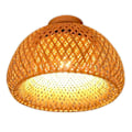 Miniatyrbillede 2 af 5: Bambus Flet Rattan Lampearmatur Planmonteret Hængende Loftslampe til Stue Soveværelse Spisestue, 30X18cm