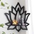 Miniatyrbillede 2 af 5: Lotus Hjørnehylde Trævægmonteret Flydende Hylde Dekorativ Blomst Plante Display Hylde til Soveværelse