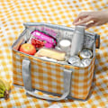 Miniatyrbild 1 av 5: Isolerad Väska Picknickkorg Strandväska Vikbar Kylväska Återanvändbar med Dragkedja - för Varma eller Kalla Picknickar Gul