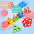 Miniatyrbillede 2 af 4: Trælegetøj - Montessori - 3 i 1 - Formsorterer - Motorisk udvikling - Farvegenkendelse