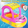 Miniatyrbild 2 av 5: Baby Uppblåsbar Pool Float Med Tak, Bilformad Badfloat För Spädbarn Småbarn Barn - FÄRG: Mörkblå