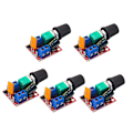 Miniatyrbild 1 av 5: 5 st Mini DC-motor PWM-hastighetsregulator 3V-35V Hastighetskontrollbrytare LED-dimmer 5A Kretskortmodul 90W Hög hastighet DIY