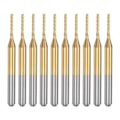 Miniatyrbillede 1 af 5: 10 STK Titanium Belagt Karbid Endefraeser Gravering Fraeser CNC Router Bits til PCB Maskine, 1/8 Tomme Skaft 1.1Mm 2024THO