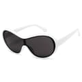 Large Futuristic Sunglasses White Frame Black Lens