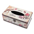 Fyrkantig retro vävnadsbox, rektangulär dekorativ vävnadsbox i trä, servettbox dispenser för ansiktsvävnader