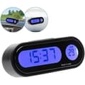 LED Bilklocka Termometer, Svart, Rektangulär, Stor LCD-Display, Nattlampa