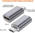 Miniatyrbillede 2 af 5: USB C til Micro USB-adapter, (4-pak) Type C hun til Micro USB han konverteringsstik understøtter opladning og datasynkronisering (grå)