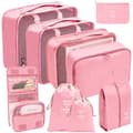 9-pack packkuber bagagepackningsorganisatörer för resetillbehör rosa