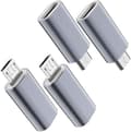 Miniatyrbillede 1 af 5: USB C til Micro USB-adapter, (4-pak) Type C hun til Micro USB han konverteringsstik understøtter opladning og datasynkronisering (grå)