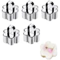 5 st tårtringar i rostfritt stål, blomformad dessertring, dessertform, kök DIY bakning 8 cm silver
