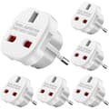 Miniatyrbillede 1 af 4: Rejseadapter til EU/DE/FR/IT/ES, 6 stk, til EU-stik, Hvid, Type G til Type C, E, F, H (6 stk)