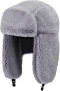 Behagelig vinterhat i ruskind til mænd og kvinder, trapperhat med øreklapper, vindtæt russisk Ushanka-hat, skihue til udendørs brug. Grå Grey
