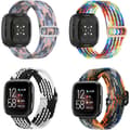 4 st elastiska nylonband kompatibla med Fitbit, Fitbit Versa 3 armband flätat nylon sport, Fitbit Versa 4 armband ersättning