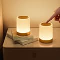2 STK Touch LED Natlampe, Genopladelig Dæmpbar Bordlampe med 256 RGB Farver, 5 Tilstande & Timer
