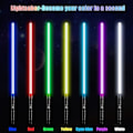 Miniatyrbillede 4 af 4: Lysende lasersværd RGB 7 farver udskiftelige elektroniske lyssabel lyd (1 stk - sort) - WELLNGS