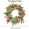 Miniatyrbild 7 av 7: Vår-Sommar Dörrkrans för Ytterdörr, Konstgjorda Vildblommor Vårkrans, Dekorativa Multifunktionella Kransar Färgglad Vår-Sommargirlang 40cm