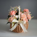 Miniatyrbillede 5 af 5: Flettet opbevaringskurv med håndtag, blomsterpige kurv pilkurv med bånd påske gavekurv flettet bryllup slikbeholder