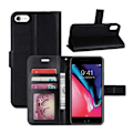 Miniatyrbillede 1 af 4: iPhone 6/7/8/SE Wallet Case Læder Skin Case Sort sort black
