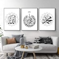 Miniatyrbillede 2 af 5: 3 Trin Sort Ramme Islamisk Arabisk Nordisk Varm Klud Plakat Islam