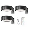 Miniatyrbillede 1 af 5: Vægmonteret trådløs billedlampe med fjernbetjening, dæmpbar, batteridrevet, justerbar 13-farvers RGB-malerilampe - Perfekt sort【DH】 black black 3pcs