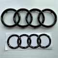 Miniatyrbild 1 av 2: AUDI GLOSS BLACK VARUMÄRKESEMBLEM RINGAR FRAM & BAK A1 A3 A4 A5 273MM 192MM - Perfekt
