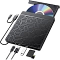 Miniatyrbillede 1 af 5: Ekstern CD DVD-enhed til Windows 11 10 Laptop, USB 3.0 og Type-C Bærbar CD DVD +/-RW ROM-enhed B