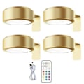 Miniatyrbillede 1 af 5: Vægmonteret trådløs billedlampe med fjernbetjening, dæmpbar, batteridrevet, justerbar 13-farvers RGB-malerilampe - Perfekt gylden【DH】 golden golden 4pcs
