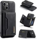 Wallet Case for iPhone 16, iPhone 16 (6.1 inch) Case, iPhone 16 Leather Case with Detachable Card Holder, Black