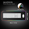 Miniatyrbild 2 av 6: RGB Gaming Mouse Pad 800×300×4mm Thick Extended Gaming Mouse and Keyboard Mat with Non-Slip Rubber Base and 7 Lighting Modes