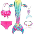 Miniatyrbild 1 av 5: 5 st/set Flickor Sjöjungfrusvans Baddräkt Barn Sjöjungfru Ariel Cosplay Kostym Fantasy Strand Bikini Set 2 Set 2 Set 2 Set 2 150
